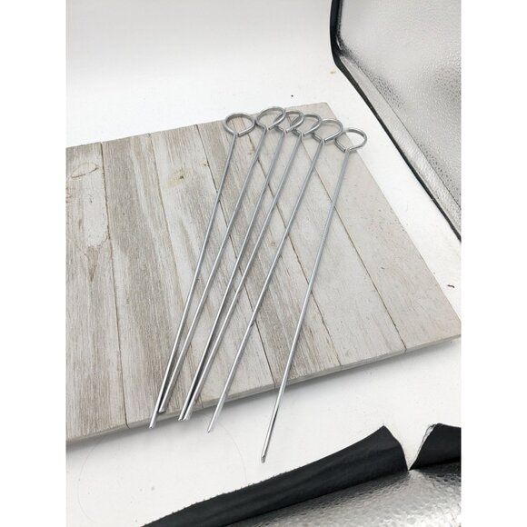 Set of 6 Stainless Steel Shish Kebab Skewers Grilling 13 1/4 inches Long - Picture 4 of 5